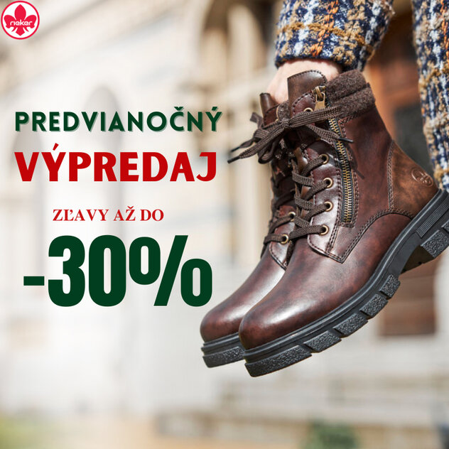 Predvianočný výpredaj v obuvi Rieker so zľavami až do -30%