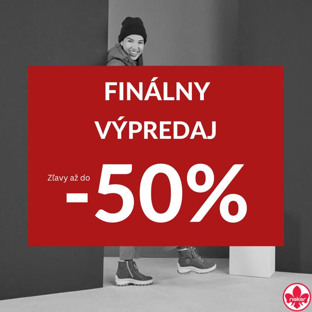 Finálny výpredaj Rieker: Zľavy až do -50%