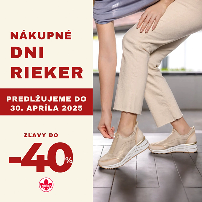 Nákupné dni Rieker pokračujú: zľavy do -40 % až do 30. 4. 2025
