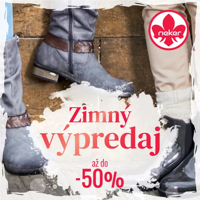 Zimný výpredaj zľavy až do -50% v obuvi Rieker